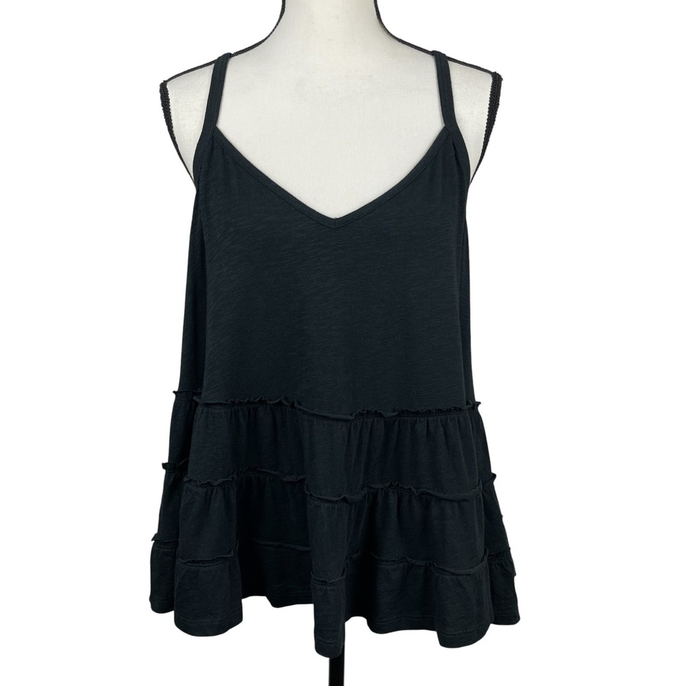 Torrid Women's Swing Cami Tank Top 1X Black Tiered Babydoll Spaghetti Straps NWT